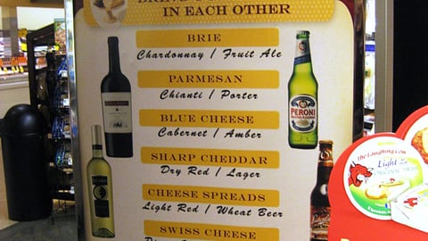Cheese, Wine & Beer Pairings Sign