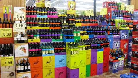 Yellow Tail Wine Case Stacks