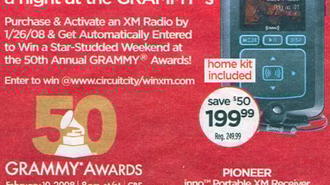 Circuit City XM Grammy Sweeps Feature