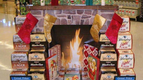 Yuengling Christmas Fireplace Case Stacker