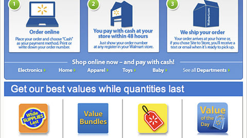 Walmart 'Pay with Cash' Email