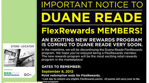 Duane Reade FlexRewards Online Notice