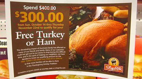 ShopRite 'Free Turkey' Shelf Sign