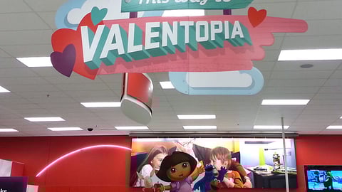 Target 'Valentopia' Directional Ceiling Sign