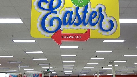 Target Easter Directional Ceiling Sign