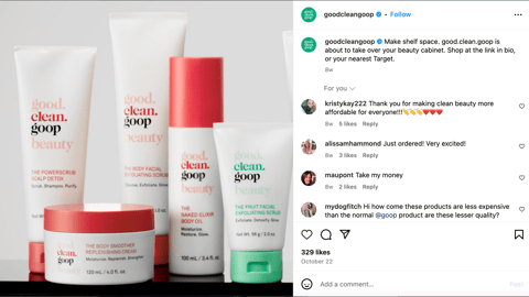 Good.Clean.Goop Target 'Make Shelf Space' Instagram Update