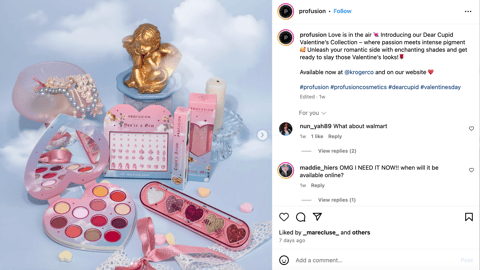 Profusion Cosmetics Kroger Dear Cupid Instagram Update