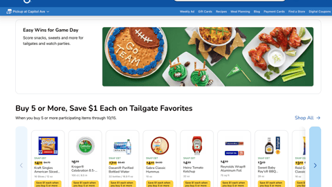 Kroger 'Easy Wins for Game Day' Web Page