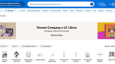 Walmart Honest Company x Lil' Libros Web Page