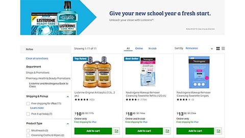 Listerine, Neutrogena 'Back to Class' Sam's Club Shop