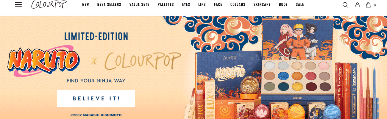 Naruto X ColourPop 'Find Your Ninja Way' Banner Ad