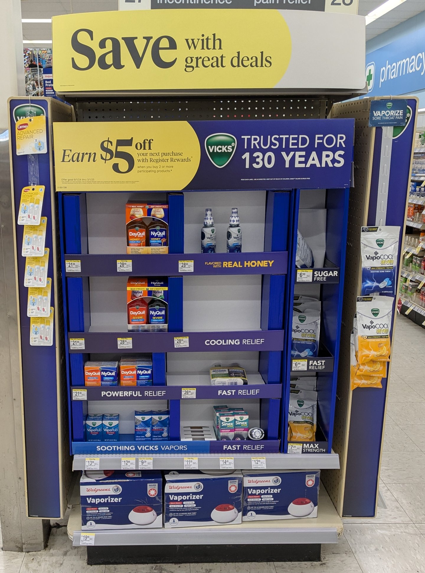 Walgreens Vicks 'Save With Great Deals' Endcap