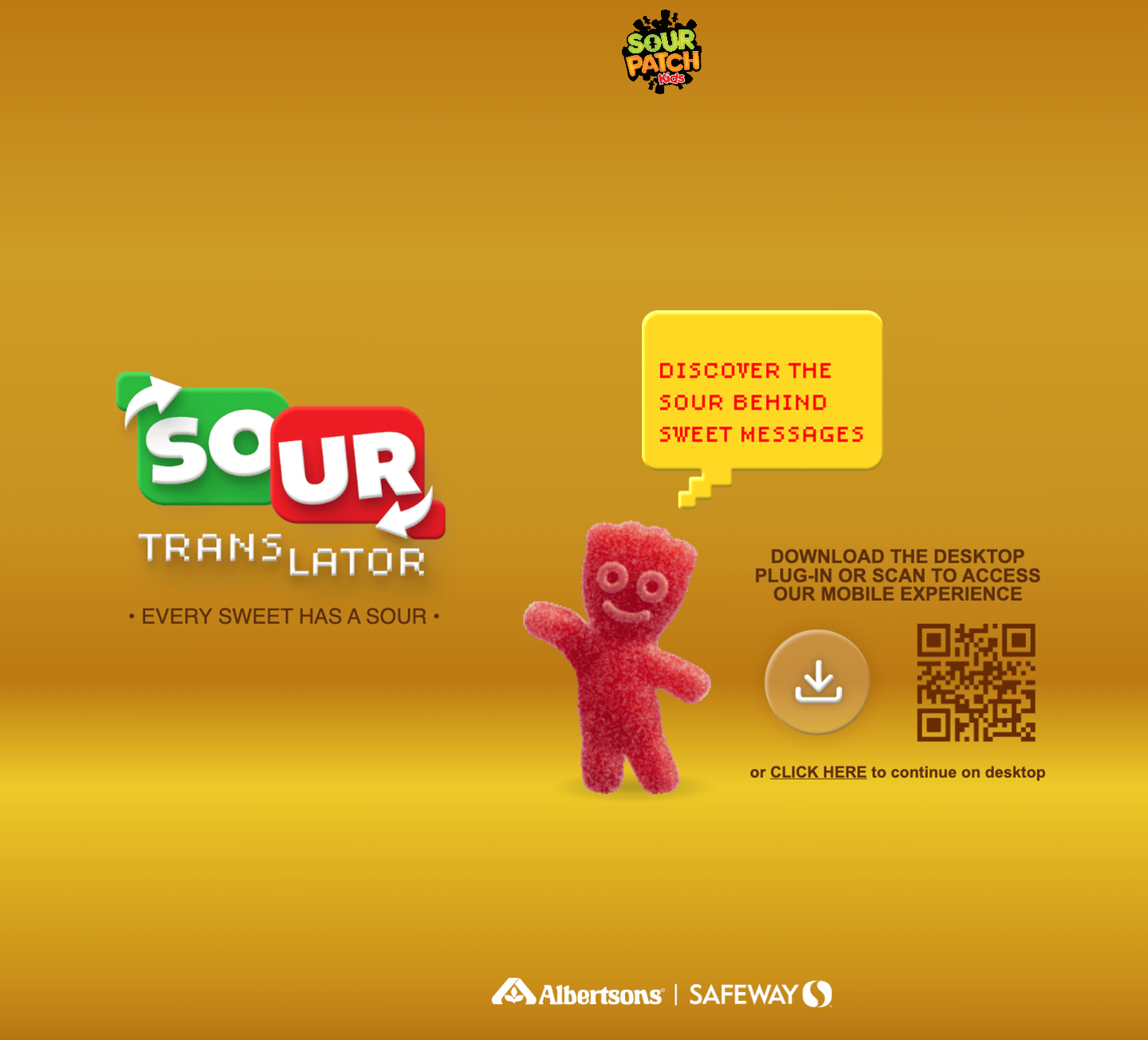 Sour Patch Kids Albertsons 'Sour Translator' Web Page