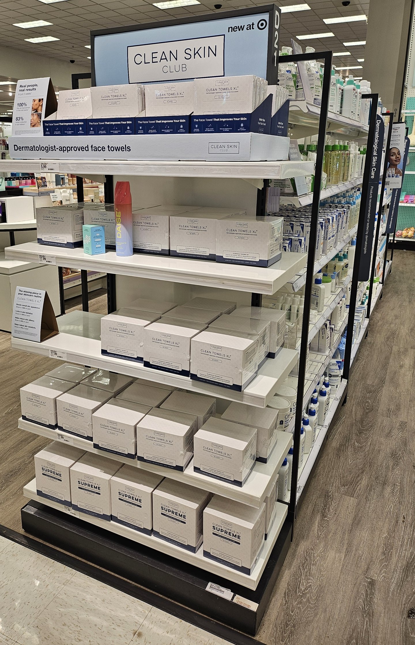 Target Clean Skin Club 'Dermatologist-Approved Face Towels' Endcap