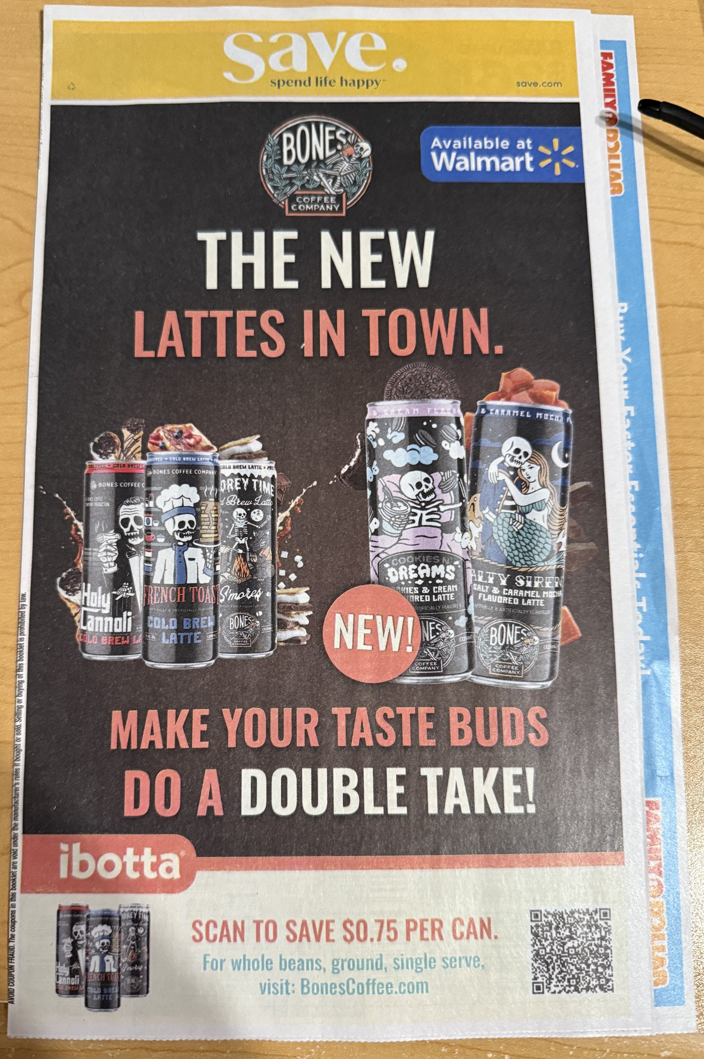 Bones Coffee Walmart 'The New Lattes in Town' Mailer