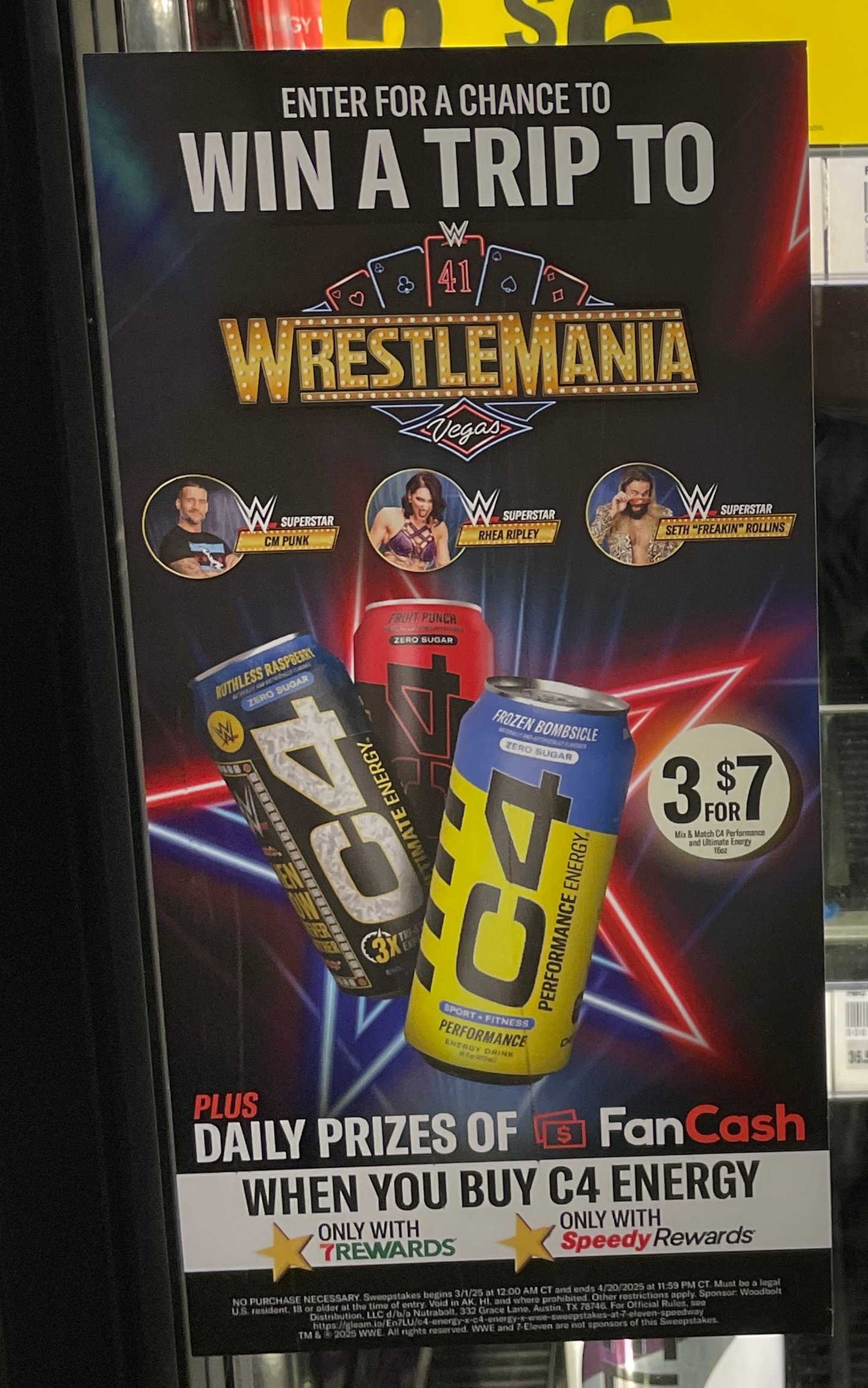 7-Eleven C4 'Win a Trip to Wrestlemania' Cooler Cling