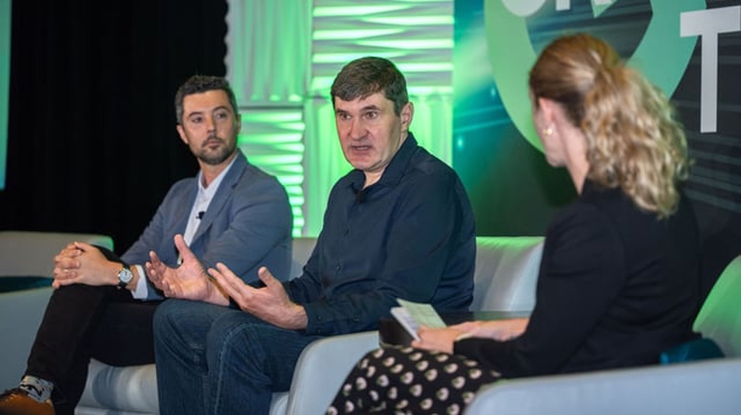Tyler Lusebrink of Dollar General Media Network (left) and Nik Rochnik of Albertsons Media Collective (right) talked with PG Multimedia Editor Emily Crowe about the growth of in-store retail media and the power of partnerships.