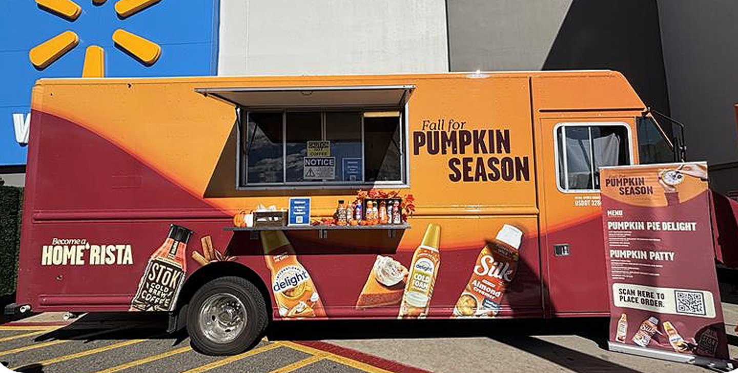 Danone sampling event at Walmart parking lot, fall 2025