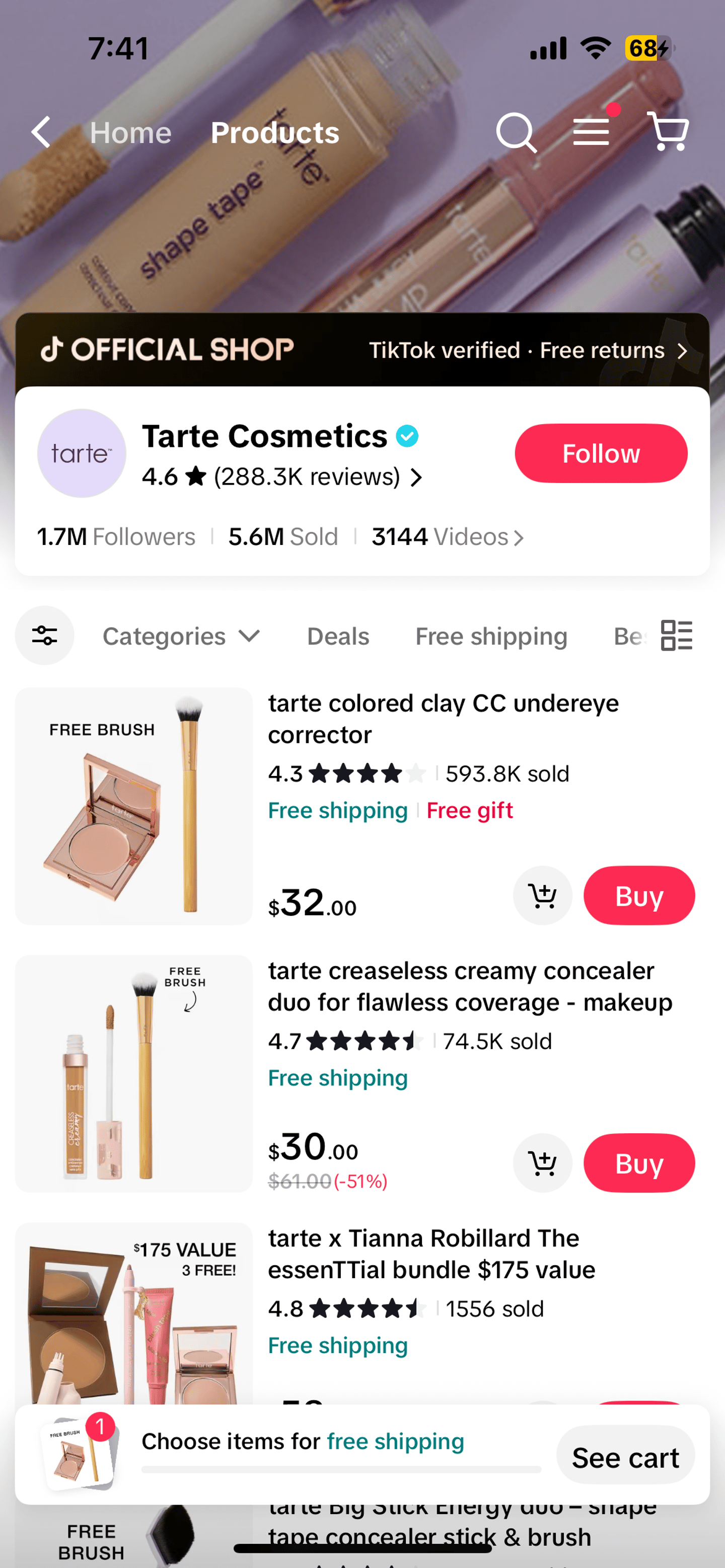 tiktok shop tarte nrf 2026