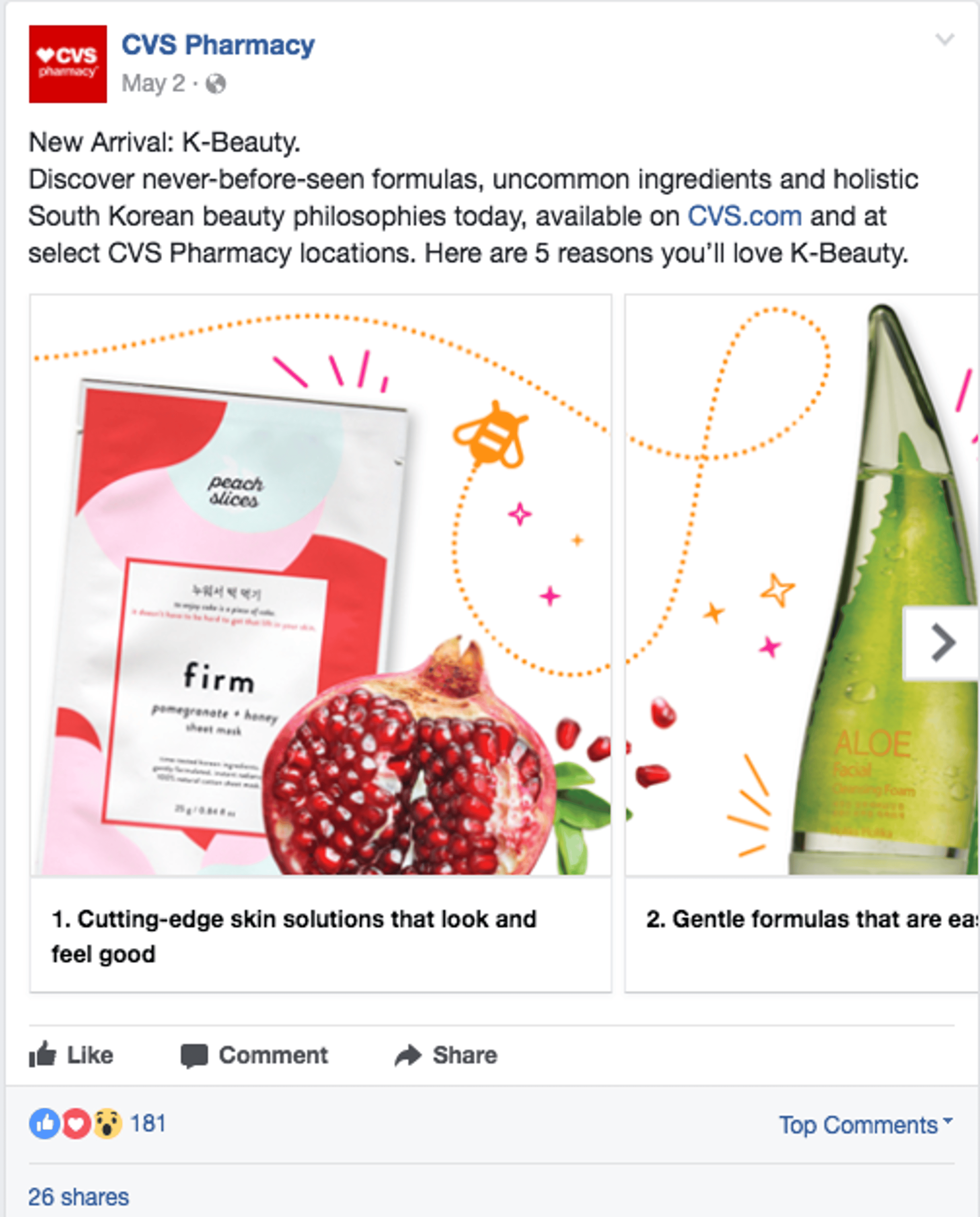 CVS 'Five Reasons You'll Love K-Beauty' Facebook Update 2017