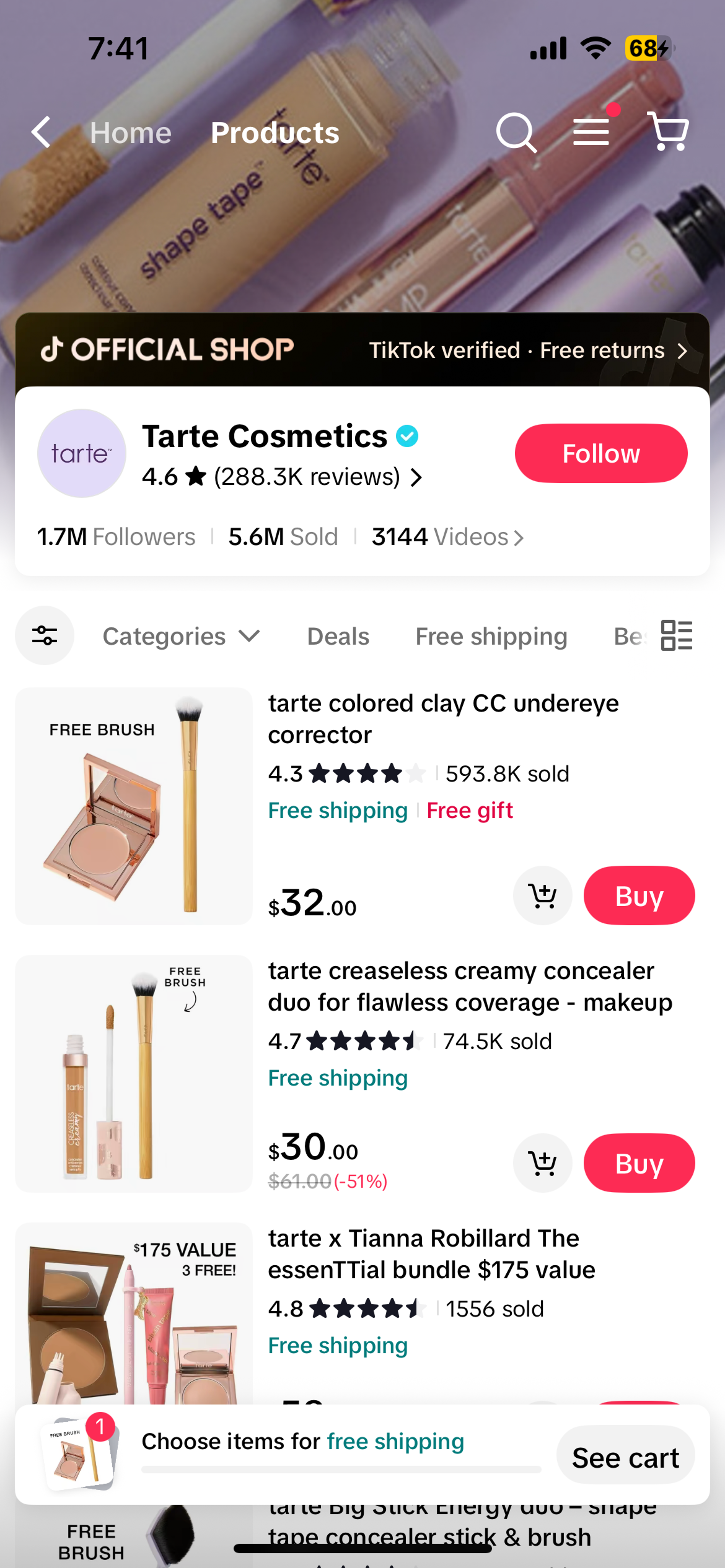 tiktok shop tarte nrf 2026
