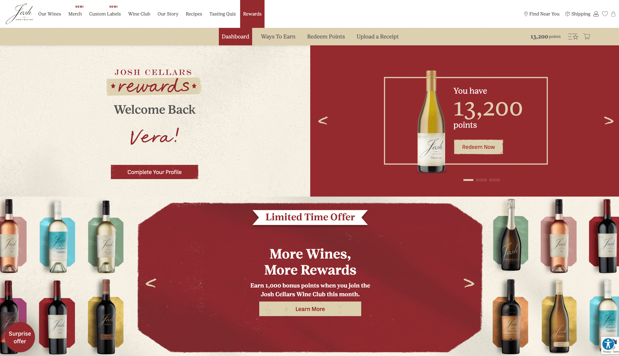 josh cellar omnichannel rewards program