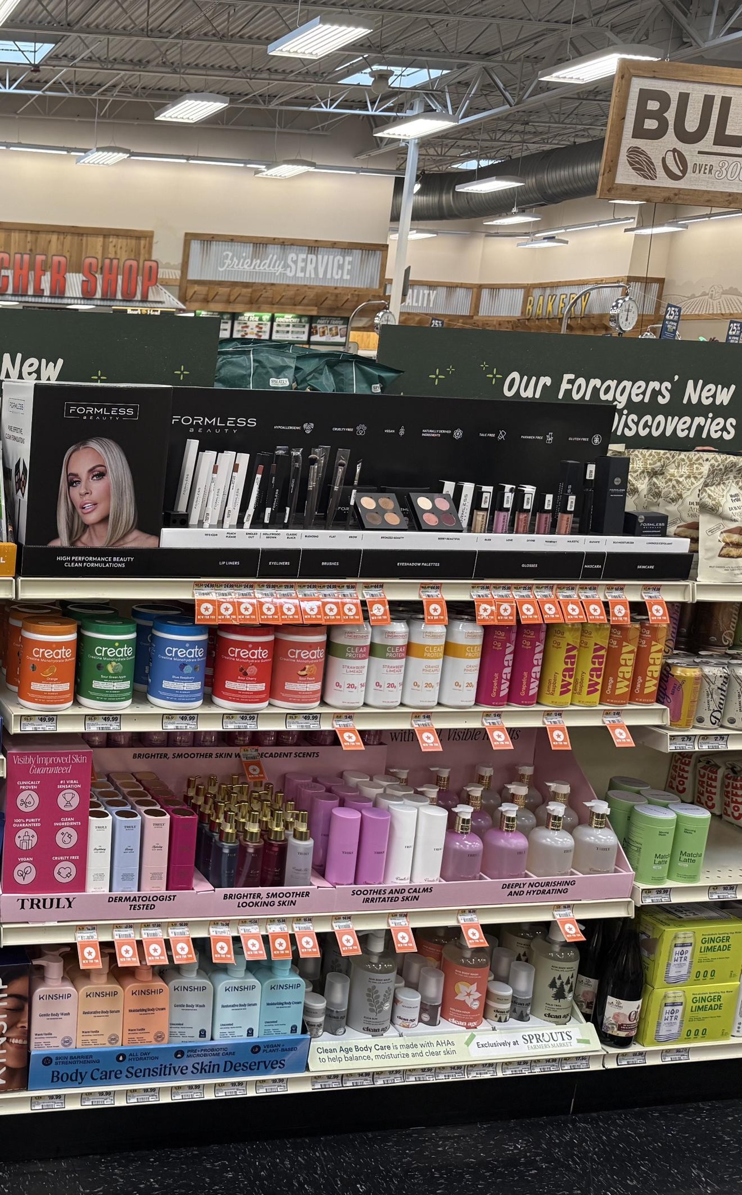 Formless Beauty PDQ display at Sprouts Farmers Market