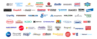 P2PI's Client Logos including Bimbo, Barilla, Bacardí, Mattel, Diageo, Nestle, P&G and many more.