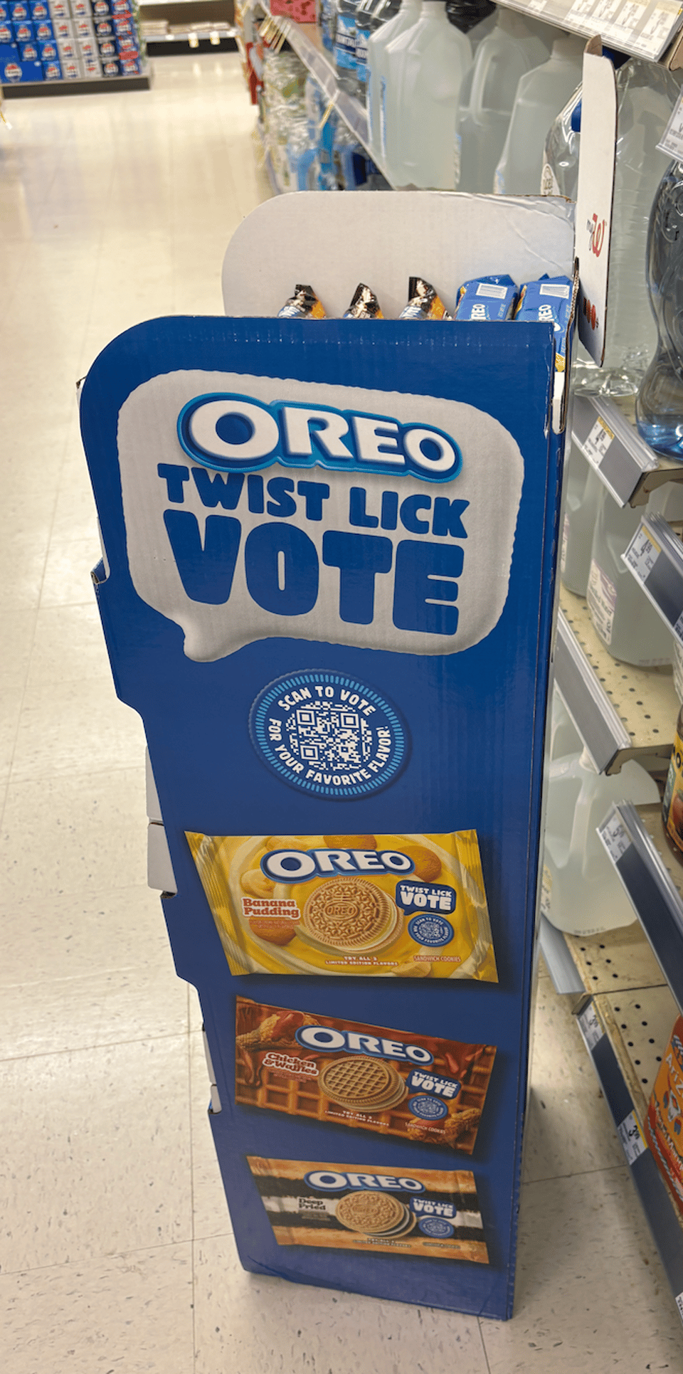 Oreo Walgreens You Choose floorstand (side view)