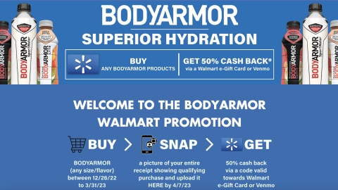 BodyArmor Walmart 'Superior Hydration' Web Page