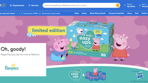 Walmart Pampers Easy Ups Peppa Pig Showcase