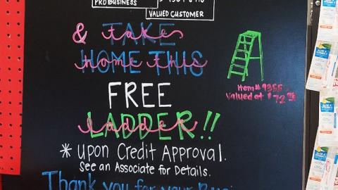 Lowe's 'Take Home This Free Ladder' A-Board