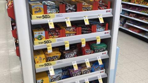 Walgreens M&Ms 'BOGO 50% Off' Endcap Display