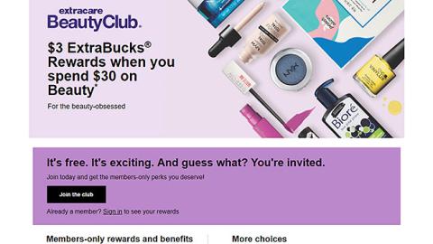 CVS ExtraCare Beauty Club Web Page