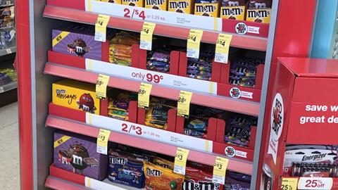 M&M's Walgreens Red Nose Day Endcap