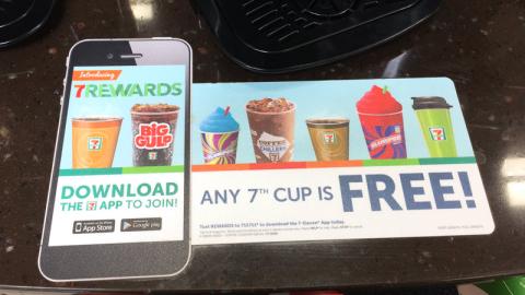 7-Eleven '7th Cup is Free' Counter Cling