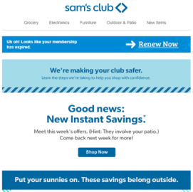 Sam's Club 'New Instant Savings' Email | Path to Purchase Institute