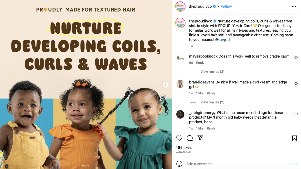 Proudly Target 'Nurture Developing Coils, Curls & Waves' Instagram Update