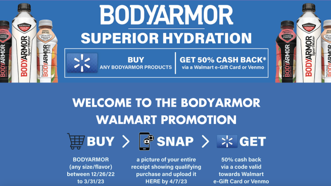 BodyArmor Walmart 'Superior Hydration' Web Page