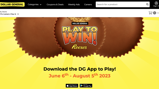 Dollar General Reese's 'Play to Win' Web Page