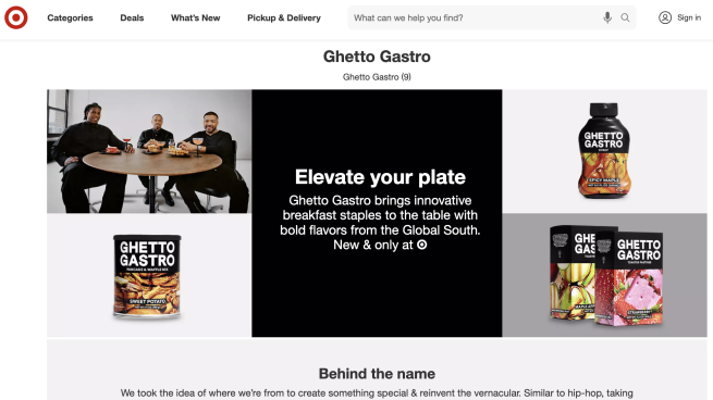 Target Ghetto Gastro 'Elevate Your Plate' Promotional Page