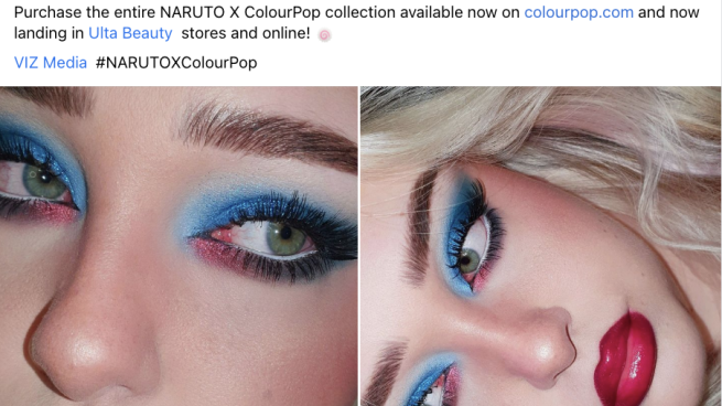  Naruto X ColourPop Ulta 'Ninja Vibes' Facebook Update