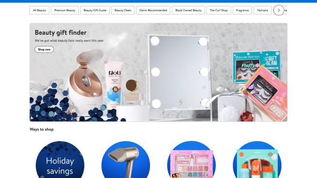 Walmart 'Beauty Gift Finder' Web Page