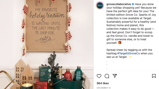 Grove Collaborative Target 'Spread Cheer' Instagram Update