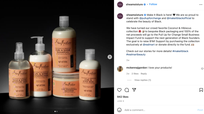 SheaMoisture Coconut & Hibiscus Walmart Instagram Update